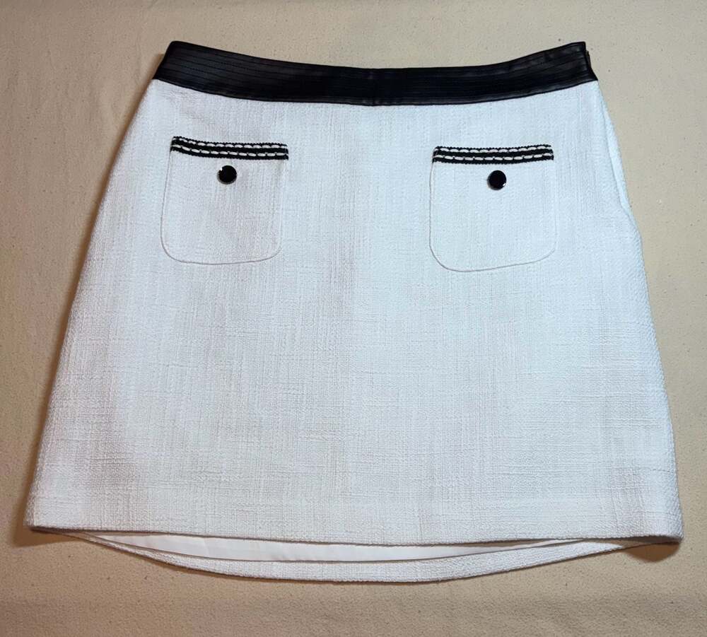 Karl Lagerfeld Paris White Tweed Mini Skirt Size 12